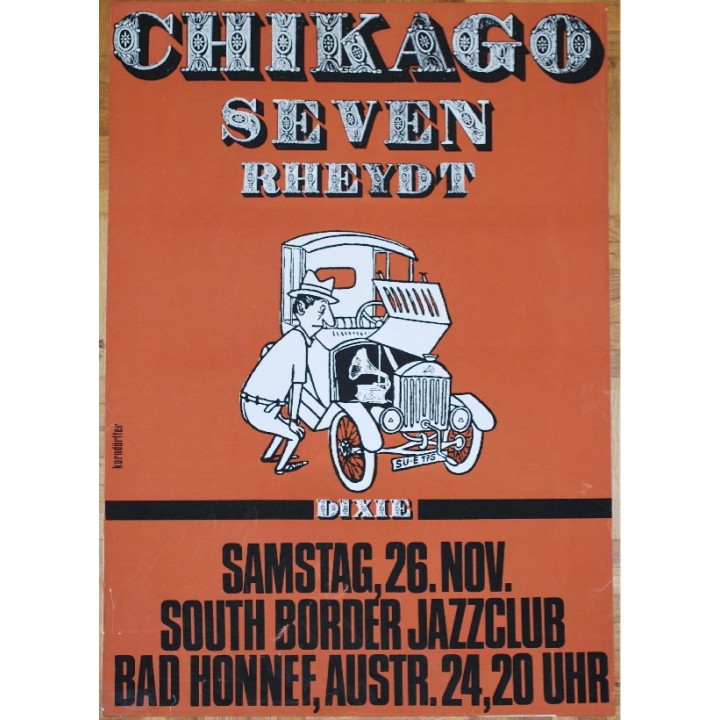 Chikago Seven Rheydt (Dixie) At South Border Jazz Club (Vintage Screen Printed Poster)