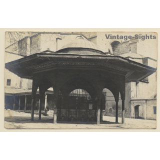 Constantinople - Istanbul: Fountain Hagia Sophia Mosque (Vintage RPPC ~1910s/1920s)