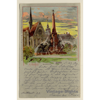 R. Carloforti: Leipzig - Mendebrunnen (Vintage PC 1898)