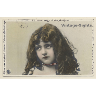 Great Take Of Sultry Little Girl (Vintage Hand Colored RPPC 1904)