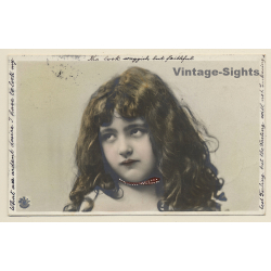 Great Take Of Sultry Little Girl (Vintage Hand Colored RPPC 1904)