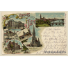 Ulm: Justizgebäude - Rathaus - Zundeltor (Vintage PC Litho 1899)