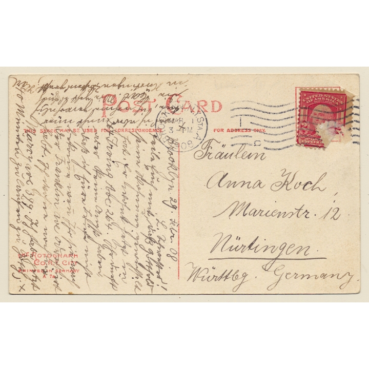 New York / USA: Entrance To Central Park (Vintage PC 1908)