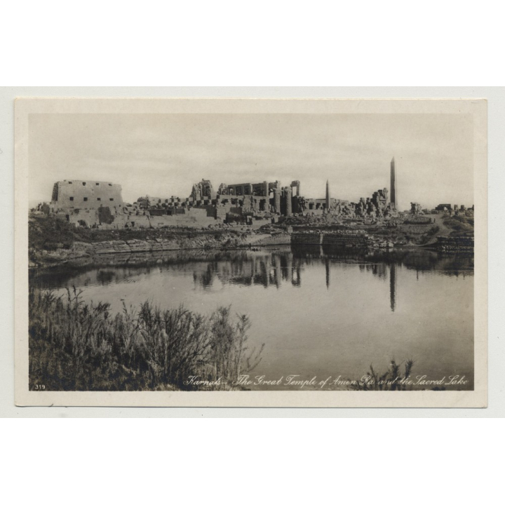 Lehnert & Landrock: Karnak - Temple Of Amen Ra & Sacred Lake (Vintage RPPC 1920s/1930s)