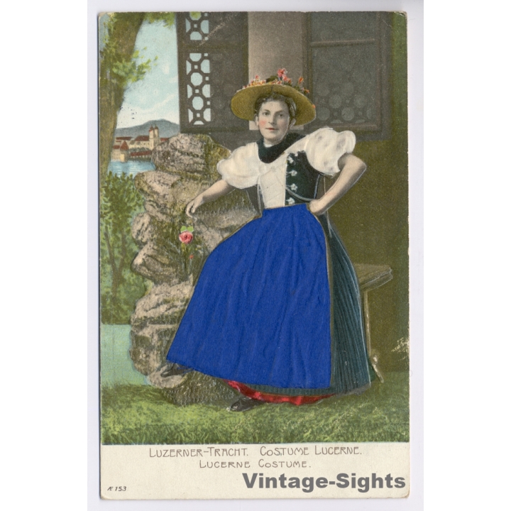 Frau In Luzerner Tracht / Traditional Costume - Garb (Vintage Embossed PC  1905)