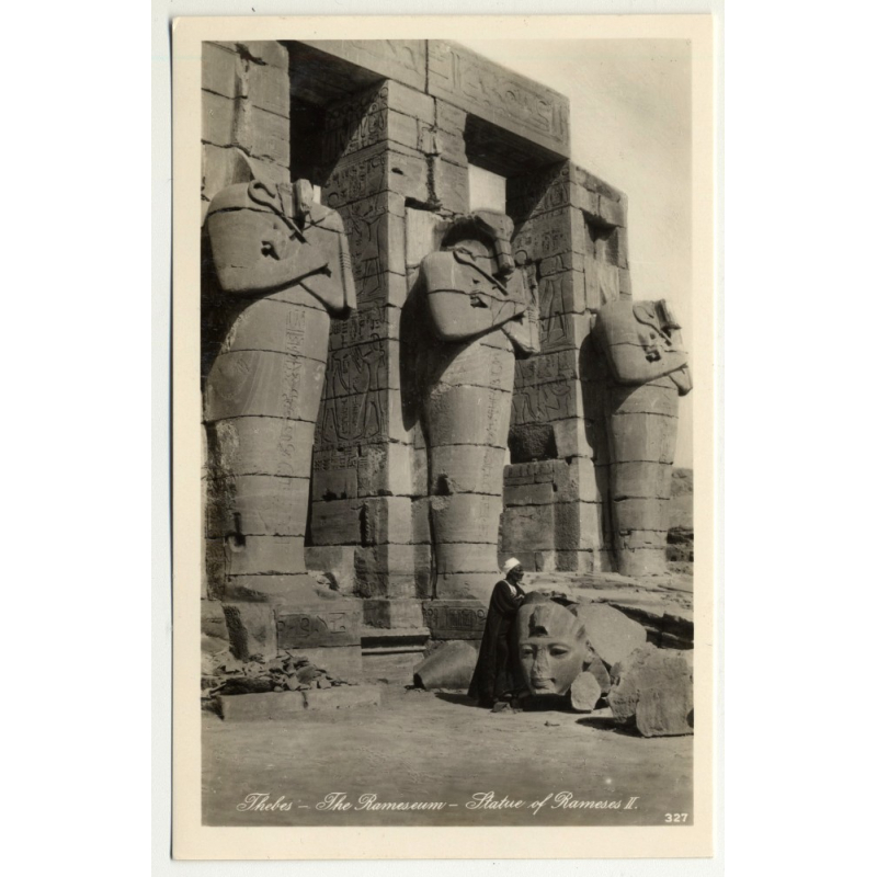 Lehnert & Landrock: Thebes - The Rameseum - Statue Of Rameses II (Vintage RPPC 1920s/1930s)