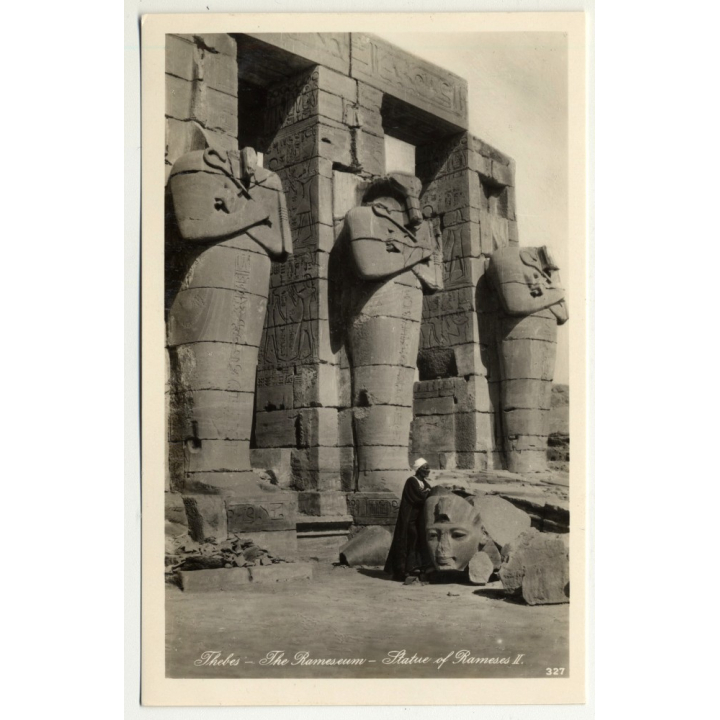 Lehnert & Landrock: Thebes - The Rameseum - Statue Of Rameses II (Vintage RPPC 1920s/1930s)