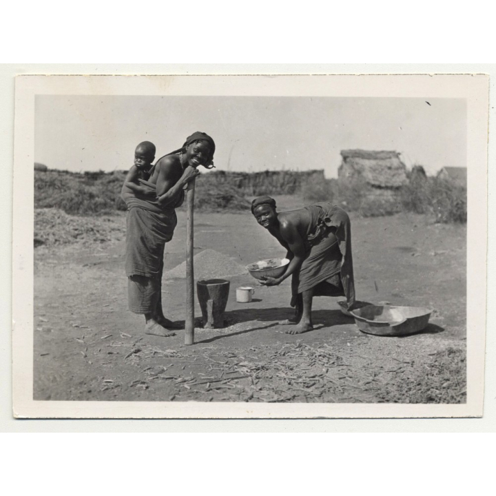 Lehnert & Landrock: Native Women Preparing Food (Vintage RPPC ~1920s/1930s)