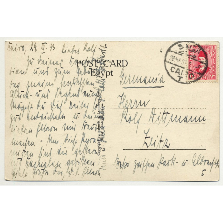 Lehnert & Landrock: Cairo - The Excavated Sphinx (Vintage RPPC 1933)