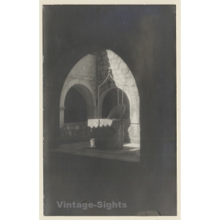 Rab / Croatia: Inside The Monastery St. Euphemia*2 / Well (Vintage RPPC 1930s)