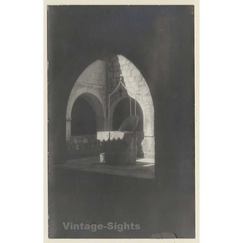 Rab / Croatia: Inside The Monastery St. Euphemia*2 / Well (Vintage RPPC 1930s)