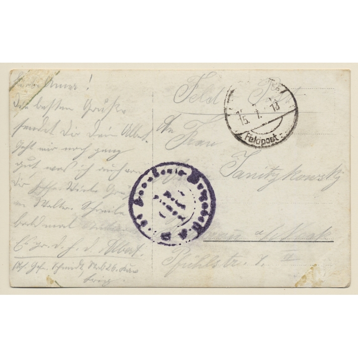 Dunje / North Macedonia: Deutsche Soldaten Vor Militärpostamt  / WW1 (Vintage RPPC 1918)