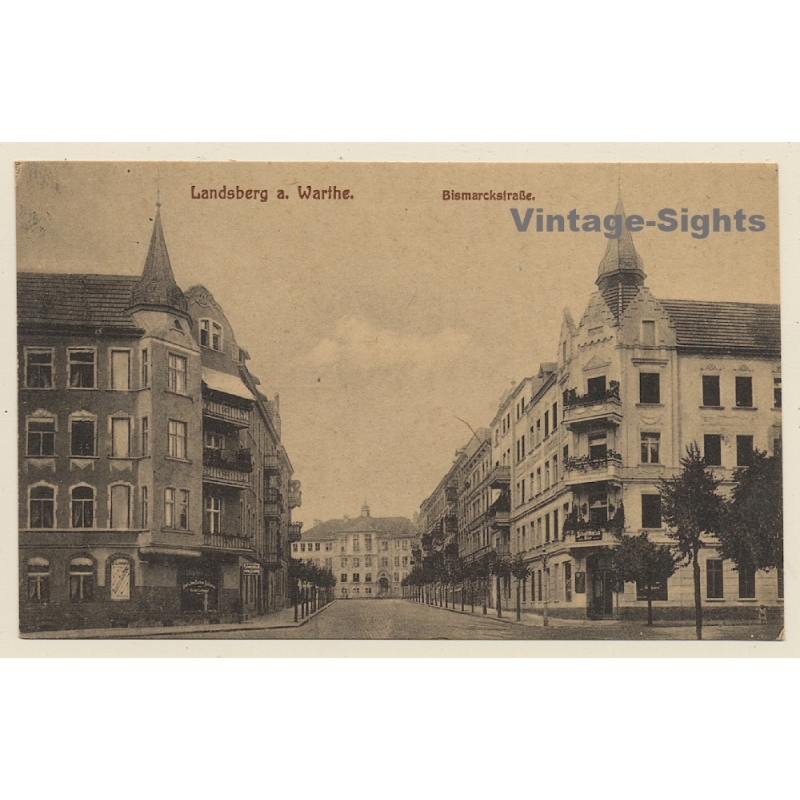 Landsberg (Warthe) / Gorzów Wielkopolski: Bismarckstrasse  (Vintage PC ~1910s/1920s)