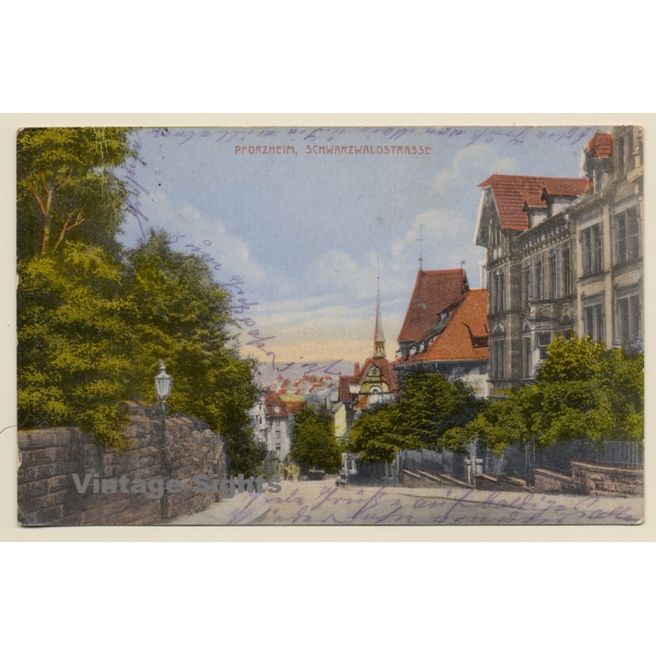Pforzheim: Schwarzwaldstrasse (Vintage PC 1918)
