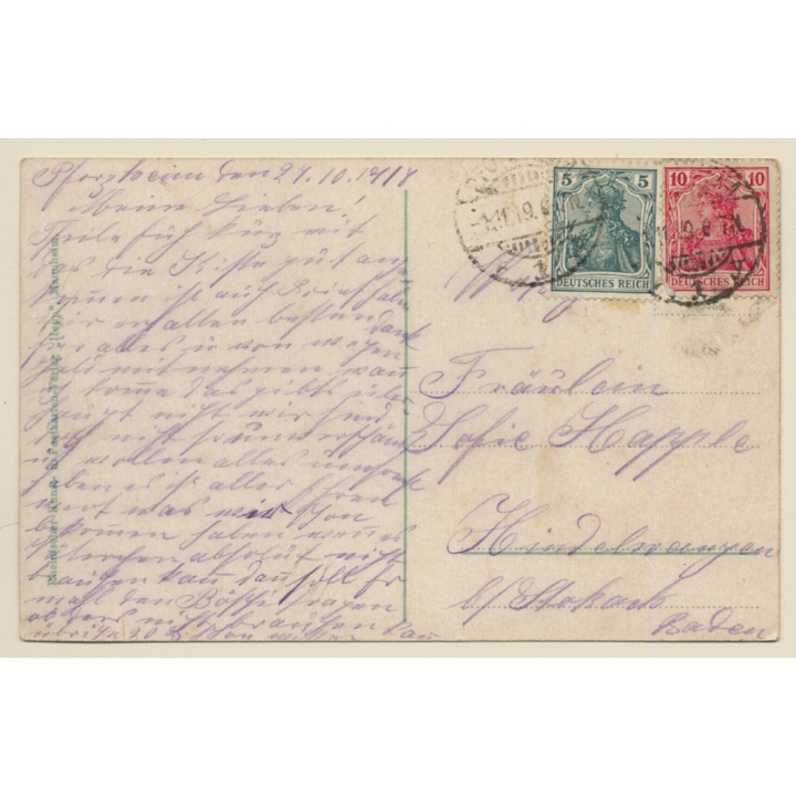 Pforzheim: Schwarzwaldstrasse (Vintage PC 1918)