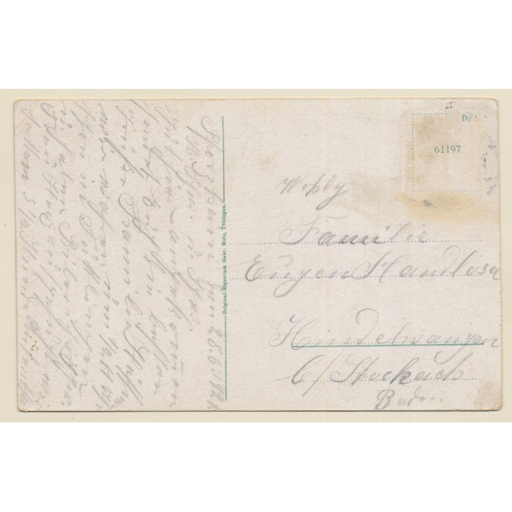 Pforzheim: Bahnhofstrasse - Kaiser-Wilhelm Denkmal (Vintage PC 1921)