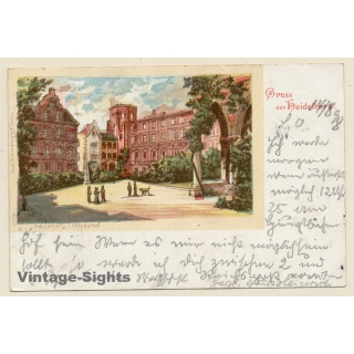 Heidelberg / Germany: Schlosshof (Vintage PC Litho 1898)