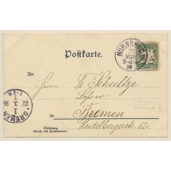 Nürnberg: Panorama Von Der Lorenzkirche / Wappen (Vintage PC Litho 1898)