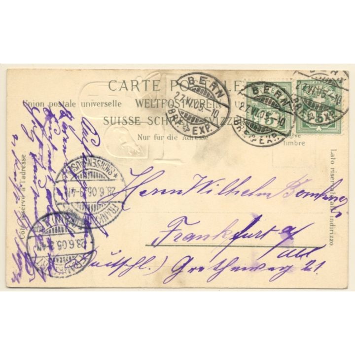 Bern / Switzerland: Bear With Drum - Coat Of Arms (Vintage PC Litho 1905)