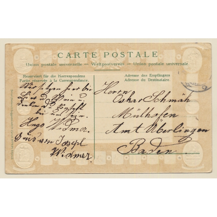 Glarus / Switzerland: Mountain - Coat Of Arms (Vintage PC 1900s)