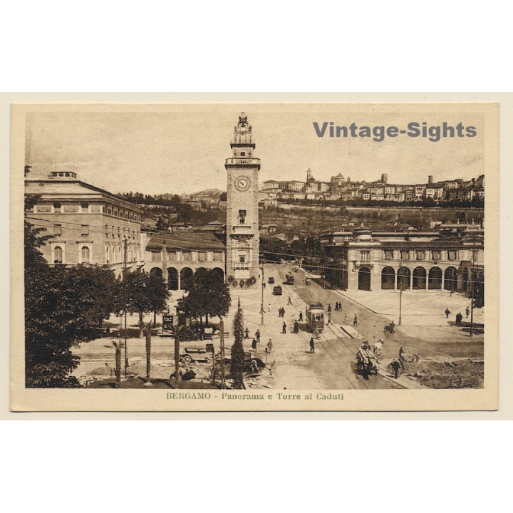 Bergamo / Italy: Panorama - Torre Ai Caduti (Vintage PC ~1920s)