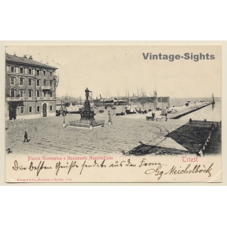 Trieste / Italy: Piazza Giuseppina e Monumento Massimiliano (Vintage PC 1905)
