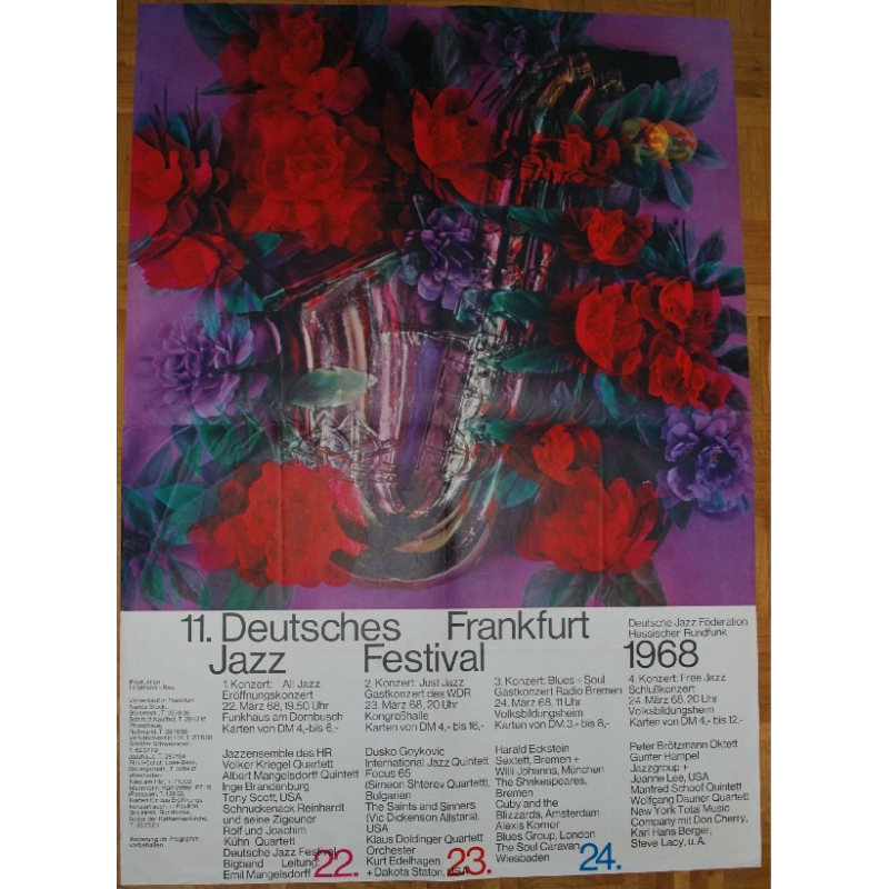 11. Deutsches Frankfurt Jazz Festival 1968: Mangelsdorff / Brandenburg / Goykovich...(Vintage Poster)