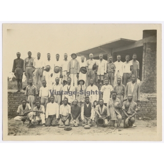Coquilhatville / Congo Belge: Native Workers & Architect? Hospital Construction Site (Vintage Photo ~1930)