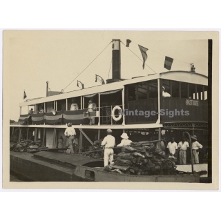 Congo Belge: King Albert I. & Queen Elisabeth On Board Of Steamer Bastogne (Vintage Photo 1928)