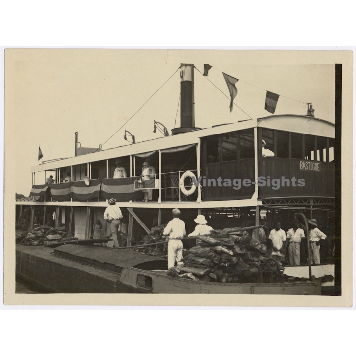 Congo Belge: King Albert I. & Queen Elisabeth On Board Of Steamer Bastogne (Vintage Photo 1928)