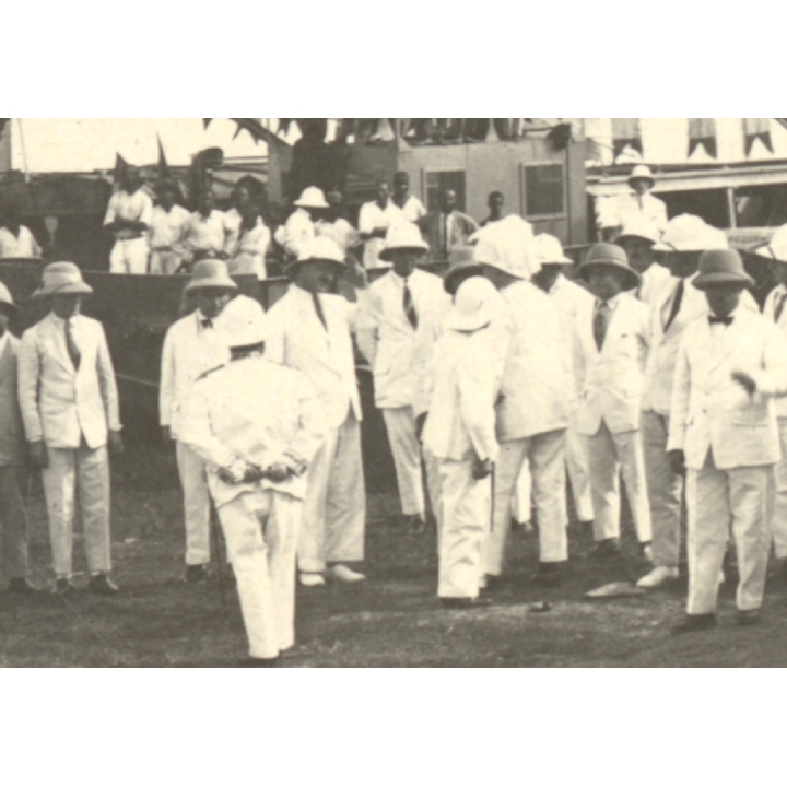 Congo Belge: King Albert I. & Colonialists At Congo Riverbank (Vintage Photo 1928)