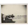 Congo Belge: Steamboats Dock at Rivershore During Royal Visit (Vintage Photo 1928)
