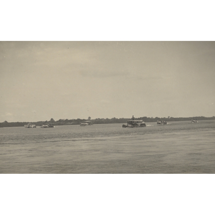 Congo Belge: Steamboat Fleet On River During Royal Visit (Vintage Photo 1928)