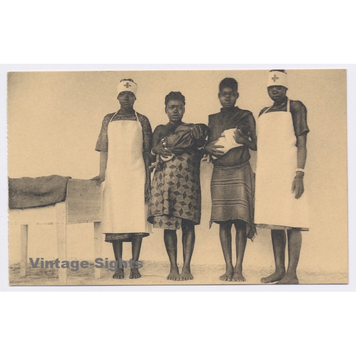 Pawa / Congo Belge: Les 2 premiers-nés de la Maternité de la Croix Rouge / Red Cross (Vintage PC ~1920s)