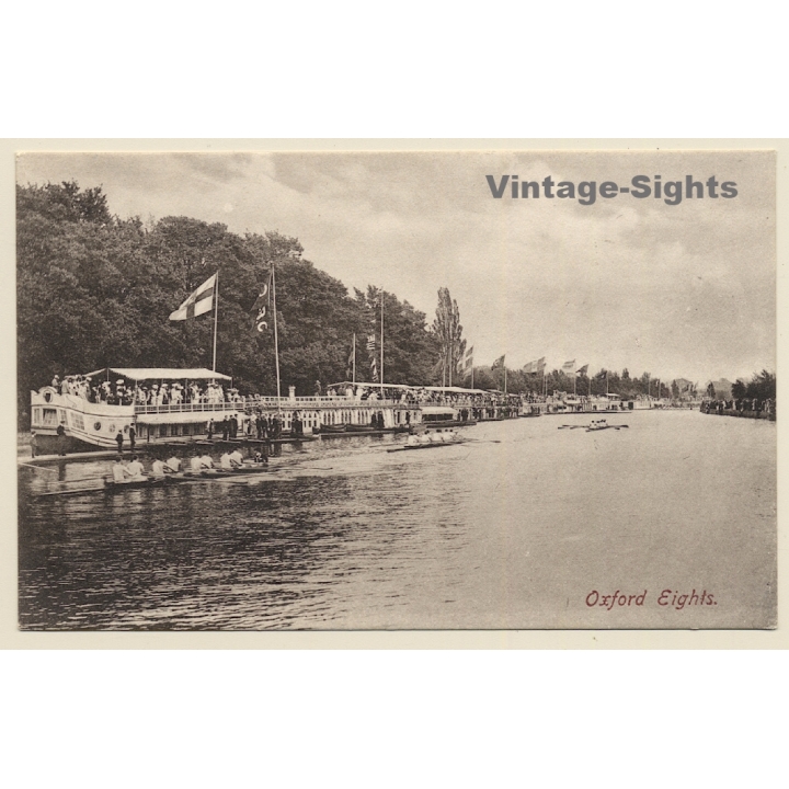 UK: Oxford Eights - May Races - Rowing (Vintage PC ~1910s/1920s)
