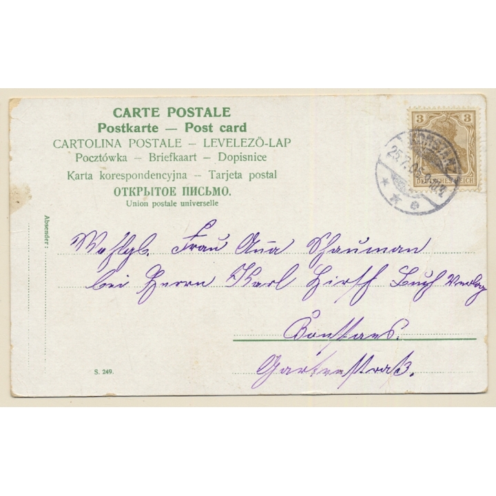 Sweet Little Girl On Bicycle Decorated With Flowers (Vintage PC 1905)