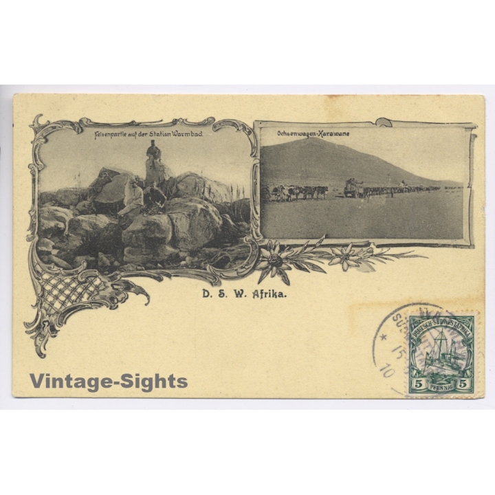 Deutsch-Südwestafrika: Ochsenwagen Karawane / Art Nouveau (Vintage PC 1910)