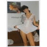 Erotic Study: Tall Dark-Haired Semi Nude In Transparent White Lingerie*3 (Vintage Photo East Germany 1990s)