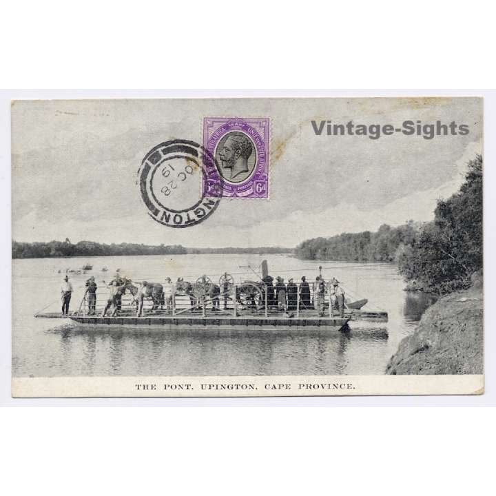 Upington / South Africa: The Pont - Ferry - Natives - Horses (Vintage PC 1919)