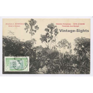 Ivory Coast: Mission J.Eysséric Crossing A Flood (Vintage PC 1921)