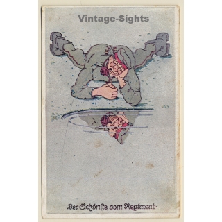 WW1 Cartoon: Der Schönste Vom Regiment / Humor (Vintage PC 1917)