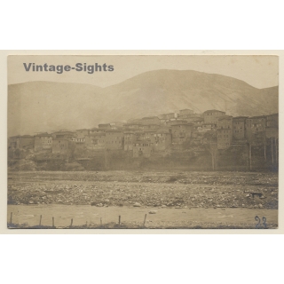 Veles / North Macedonia: Panorama - River - Mountains (Vintage RPPC ~1910s)