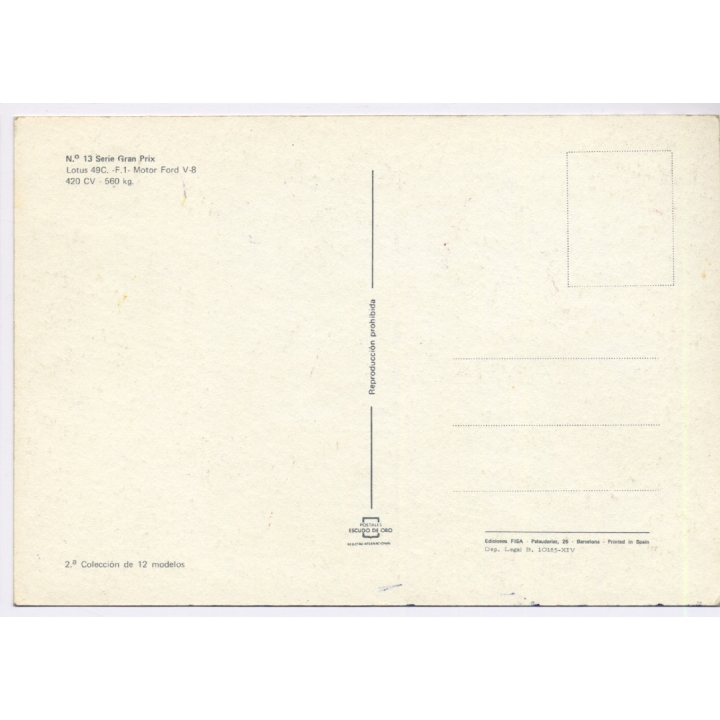 Graham Hill (GB) Lotus 49C Ford V8  Formula 1 (Vintage PC 1970s)
