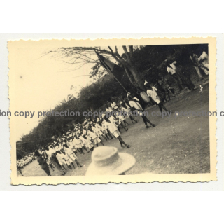 Parade Of Native School Kids / Congo (Vintage Photo B/W ~1940s)