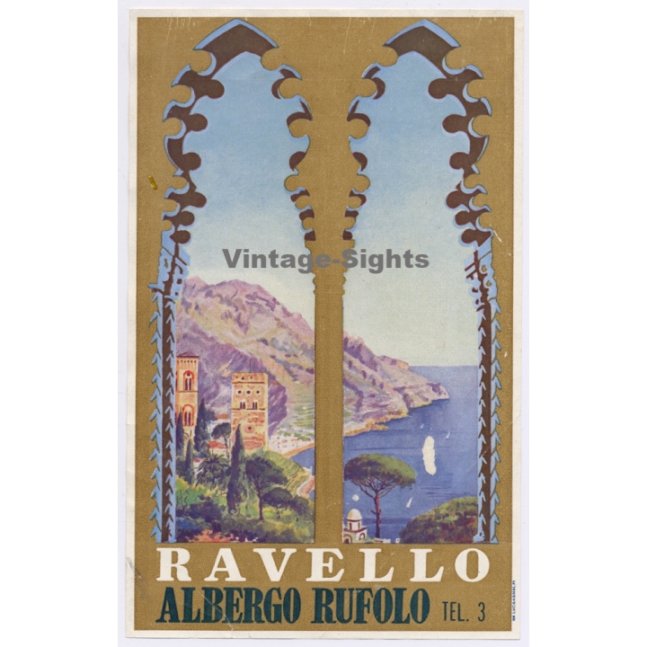 Ravello (Salerno) / Italy: Albergo Rufolo (Vintage Luggage Label ~1920s/1930s)
