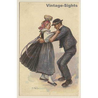 Schwarzwald Tracht: Black Forest Dance - Traditional Costumes*1 (Vintage Artist PC ~1910s)