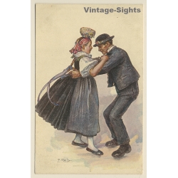 Schwarzwald Tracht: Black Forest Dance - Traditional Costumes*1 (Vintage Artist PC ~1910s)