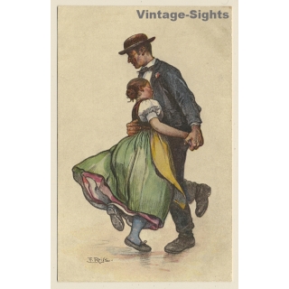 Schwarzwald Tracht: Black Forest Dance - Traditional Costumes*2 (Vintage Artist PC ~1910s)