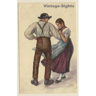 Schwarzwald Tracht: Black Forest Dance - Traditional Costumes*4 (Vintage Artist PC ~1910s)