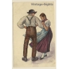 Schwarzwald Tracht: Black Forest Dance - Traditional Costumes*4 (Vintage Artist PC ~1910s)